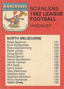 1982 Scanlens VFL #121 Peter Spencer Back